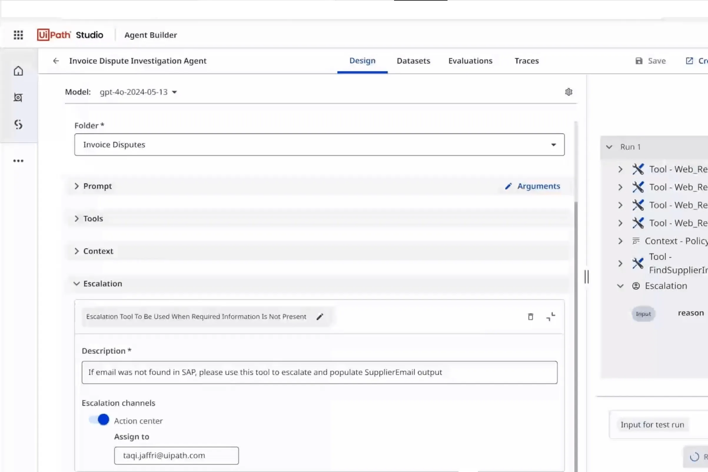 Agent build lab — UiPath Studio Web on screen during developer training